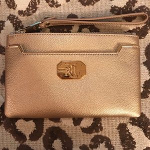 Laure by Ralph Lauren Gold Leather Clutch/Wristlet